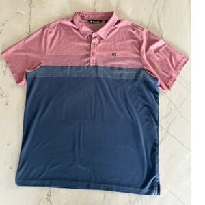 Travis Mathew Polo Size XXL Navy, Red, Gray Horizontal Stripes